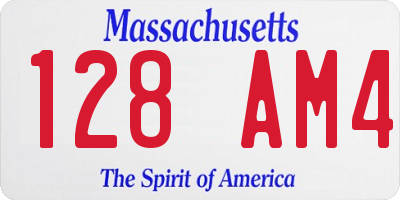 MA license plate 128AM4