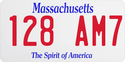 MA license plate 128AM7