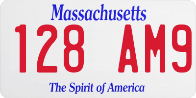 MA license plate 128AM9
