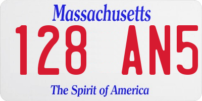 MA license plate 128AN5