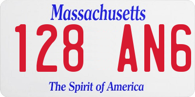 MA license plate 128AN6