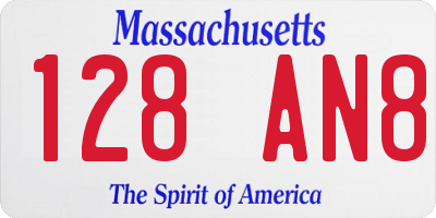 MA license plate 128AN8
