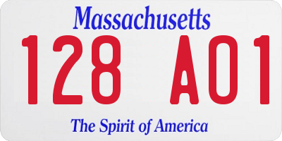 MA license plate 128AO1