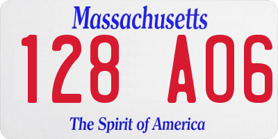 MA license plate 128AO6