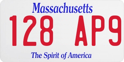 MA license plate 128AP9