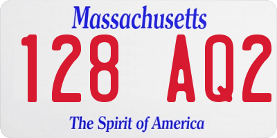 MA license plate 128AQ2