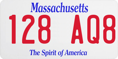 MA license plate 128AQ8