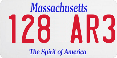 MA license plate 128AR3