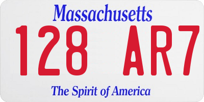 MA license plate 128AR7