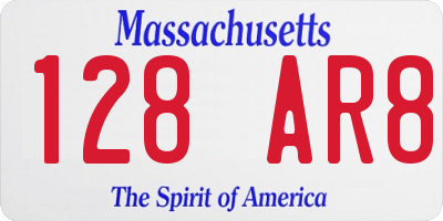 MA license plate 128AR8