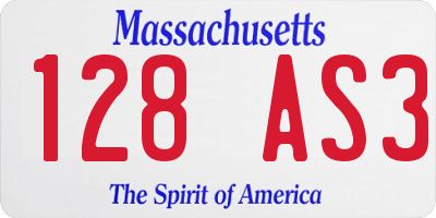 MA license plate 128AS3