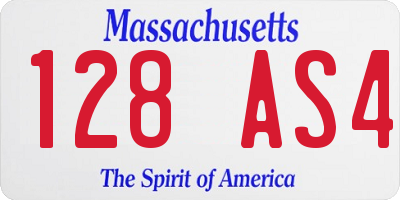 MA license plate 128AS4
