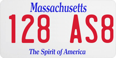 MA license plate 128AS8