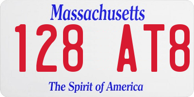 MA license plate 128AT8