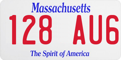 MA license plate 128AU6