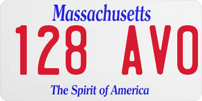 MA license plate 128AV0