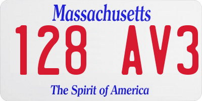 MA license plate 128AV3