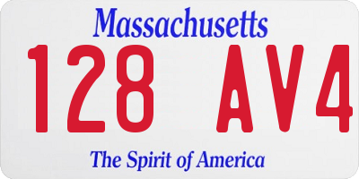 MA license plate 128AV4