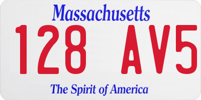 MA license plate 128AV5