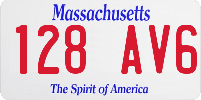 MA license plate 128AV6