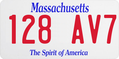 MA license plate 128AV7
