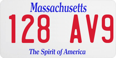 MA license plate 128AV9
