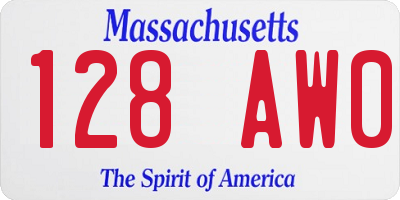 MA license plate 128AW0