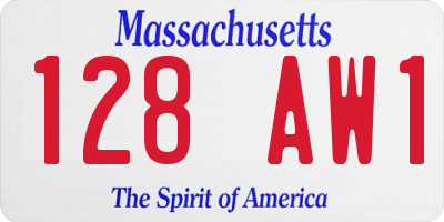 MA license plate 128AW1