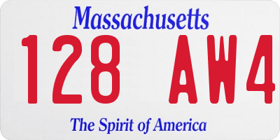 MA license plate 128AW4