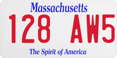 MA license plate 128AW5