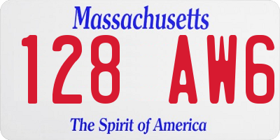 MA license plate 128AW6