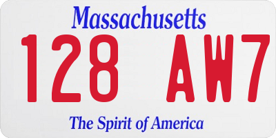 MA license plate 128AW7