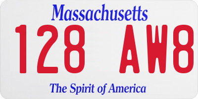 MA license plate 128AW8