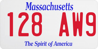 MA license plate 128AW9