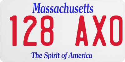 MA license plate 128AX0