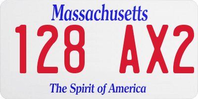 MA license plate 128AX2