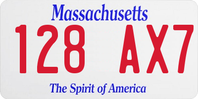 MA license plate 128AX7