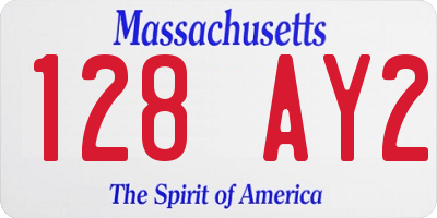 MA license plate 128AY2