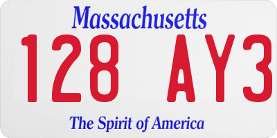 MA license plate 128AY3