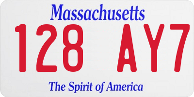 MA license plate 128AY7