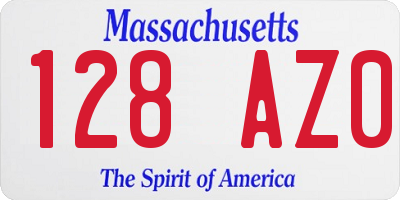 MA license plate 128AZ0