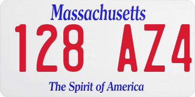 MA license plate 128AZ4
