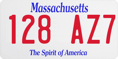 MA license plate 128AZ7