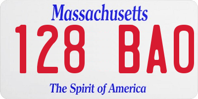 MA license plate 128BA0