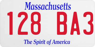 MA license plate 128BA3