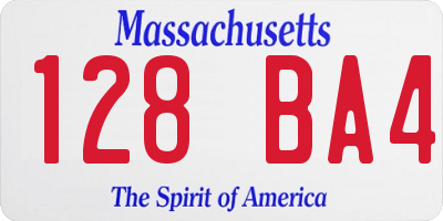MA license plate 128BA4