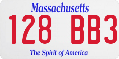 MA license plate 128BB3