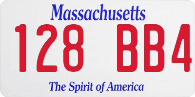 MA license plate 128BB4