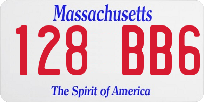 MA license plate 128BB6