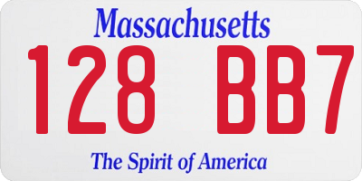 MA license plate 128BB7